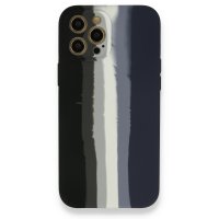 Newface iPhone 12 Pro Kılıf Ebruli Lansman Silikon - Siyah-Lacivert