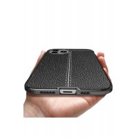 Newface iPhone 12 Pro Kılıf Focus Derili Silikon - Siyah