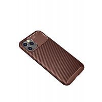 Newface iPhone 12 Pro Kılıf Auto Focus Karbon Kapak - Kahverengi