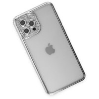 Newface iPhone 12 Pro Kılıf Joke Taşlı Silikon - Gümüş