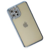Newface iPhone 12 Pro Kılıf Joke Taşlı Silikon - Mavi