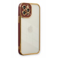 Newface iPhone 12 Pro Kılıf Liva Lens Silikon - Bordo