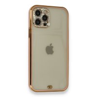 Newface iPhone 12 Pro Kılıf Liva Taşlı Silikon - Pembe