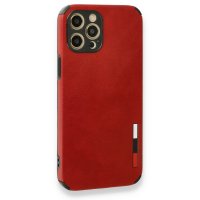 Newface iPhone 12 Pro Kılıf Loop Deri Silikon - Kırmızı