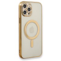 Newface iPhone 12 Pro Kılıf Magneticsafe Lazer Silikon - Gold