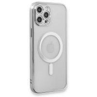 Newface iPhone 12 Pro Kılıf Magneticsafe Lazer Silikon - Gümüş