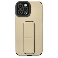 Newface iPhone 12 Pro Kılıf Mega Standlı Silikon - Gold