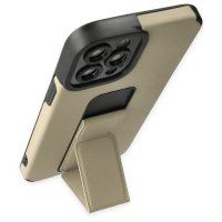 Newface iPhone 12 Pro Kılıf Mega Standlı Silikon - Gold
