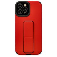 Newface iPhone 12 Pro Kılıf Mega Standlı Silikon - Kırmızı