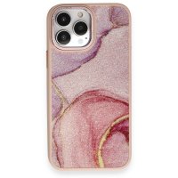 Newface iPhone 12 Pro Kılıf Moda Simli Kapak - Rose