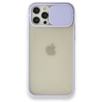 Newface iPhone 12 Pro Kılıf Palm Buzlu Kamera Sürgülü Silikon - Lila