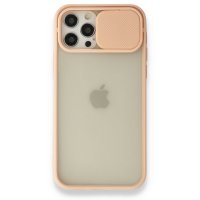 Newface iPhone 12 Pro Kılıf Palm Buzlu Kamera Sürgülü Silikon - Pembe