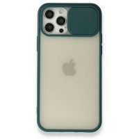 Newface iPhone 12 Pro Kılıf Palm Buzlu Kamera Sürgülü Silikon - Yeşil