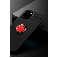 Newface iPhone 12 Pro Kılıf Range Yüzüklü Silikon - Siyah-Kırmızı