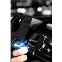 Newface iPhone 12 Pro Kılıf Range Yüzüklü Silikon - Siyah-Kırmızı