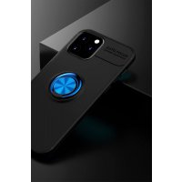 Newface iPhone 12 Pro Kılıf Range Yüzüklü Silikon - Siyah-Mavi