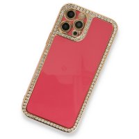 Newface iPhone 12 Pro Kılıf Solo Taşlı Silikon - Pembe