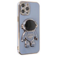 Newface iPhone 12 Pro Max Kılıf Aston Stand Silikon - Mavi