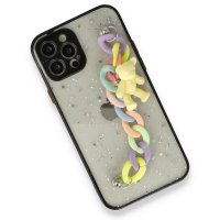 Newface iPhone 12 Pro Max Kılıf Ayıcıklı Silikon - Siyah