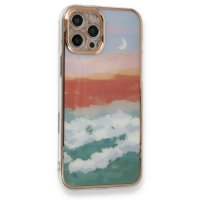 Newface iPhone 12 Pro Max Kılıf Çiçekli Silikon - Turkuaz