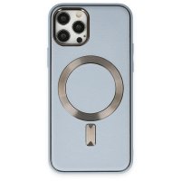 Newface iPhone 12 Pro Max Kılıf Coco Deri Magneticsafe Silikon - Sierra Blue