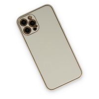Newface iPhone 12 Pro Max Kılıf Coco Deri Silikon Kapak - Beyaz