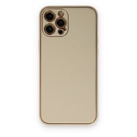 Newface iPhone 12 Pro Max Kılıf Coco Deri Silikon Kapak - Gold