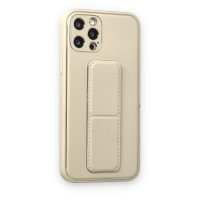 Newface iPhone 12 Pro Max Kılıf Coco Deri Standlı Kapak - Beyaz