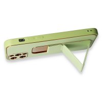 Newface iPhone 12 Pro Max Kılıf Coco Deri Standlı Kapak - Su Yeşili