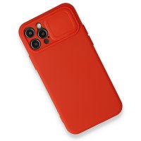Newface iPhone 12 Pro Max Kılıf Color Lens Silikon - Kırmızı