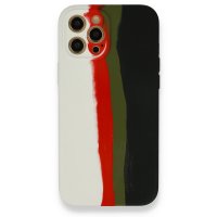 Newface iPhone 12 Pro Max Kılıf Ebruli Lansman Silikon - Beyaz-Siyah