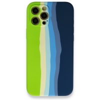 Newface iPhone 12 Pro Max Kılıf Ebruli Lansman Silikon - Yeşil-Koyu Yeşil