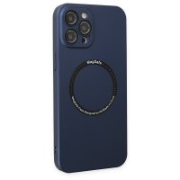 Newface iPhone 12 Pro Max Kılıf Jack Magneticsafe Lens Silikon - Lacivert
