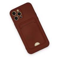 Newface iPhone 12 Pro Max Kılıf Kelvin Kartvizitli Silikon - Bordo