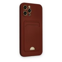 Newface iPhone 12 Pro Max Kılıf Kelvin Kartvizitli Silikon - Bordo