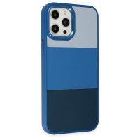 Newface iPhone 12 Pro Max Kılıf King Kapak - Açık Mavi-Lacivert
