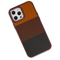 Newface iPhone 12 Pro Max Kılıf King Kapak - Bordo-Siyah