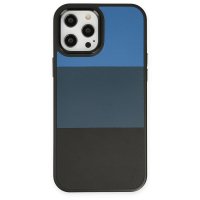 Newface iPhone 12 Pro Max Kılıf King Kapak - Mavi-Siyah