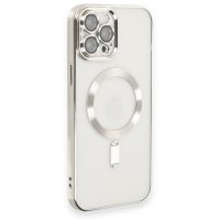 Newface iPhone 12 Pro Max Kılıf Kross Magneticsafe Kapak - Gümüş