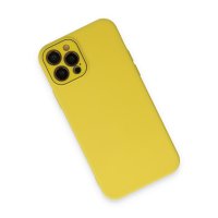 Newface iPhone 12 Pro Max Kılıf Lansman Glass Kapak - Sarı