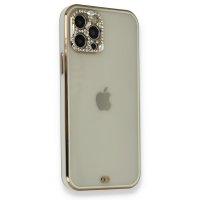 Newface iPhone 12 Pro Max Kılıf Liva Taşlı Silikon - Beyaz