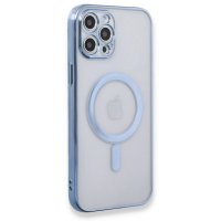Newface iPhone 12 Pro Max Kılıf Magneticsafe Lazer Silikon - Sierra Blue