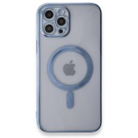 Newface iPhone 12 Pro Max Kılıf Magneticsafe Lazer Silikon - Sierra Blue