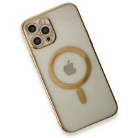 Newface iPhone 12 Pro Max Kılıf Magneticsafe Lazer Silikon - Gold