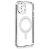 Newface iPhone 12 Pro Max Kılıf Magneticsafe Lazer Silikon - Gümüş