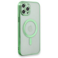 Newface iPhone 12 Pro Max Kılıf Magsafe Lazer Silikon - Haki Yeşil