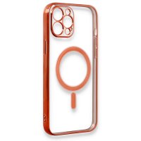 Newface iPhone 12 Pro Max Kılıf Magneticsafe Lazer Silikon - Kırmızı