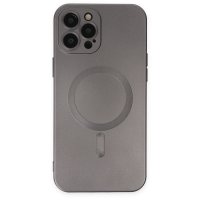 Newface iPhone 12 Pro Max Kılıf Moshi Lens Magneticsafe Silikon - Füme