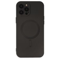Newface iPhone 12 Pro Max Kılıf Moshi Lens Magneticsafe Silikon - Siyah