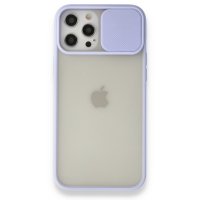 Newface iPhone 12 Pro Max Kılıf Palm Buzlu Kamera Sürgülü Silikon - Lila